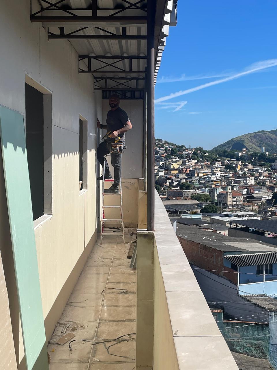 Instalação externa de placas de drywall